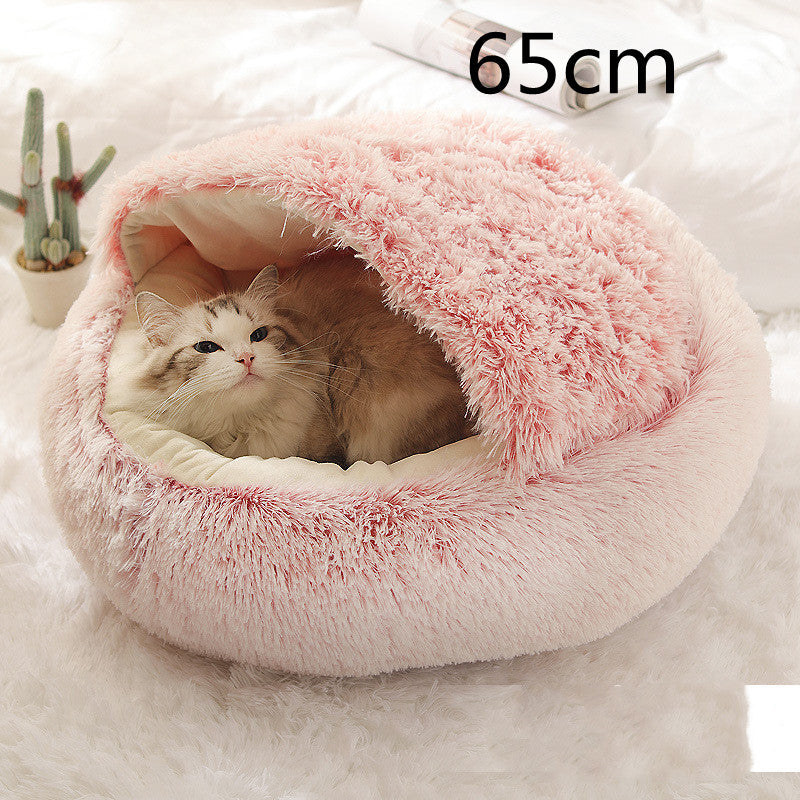 2-in-1 Round Plush Winter Pet Bed