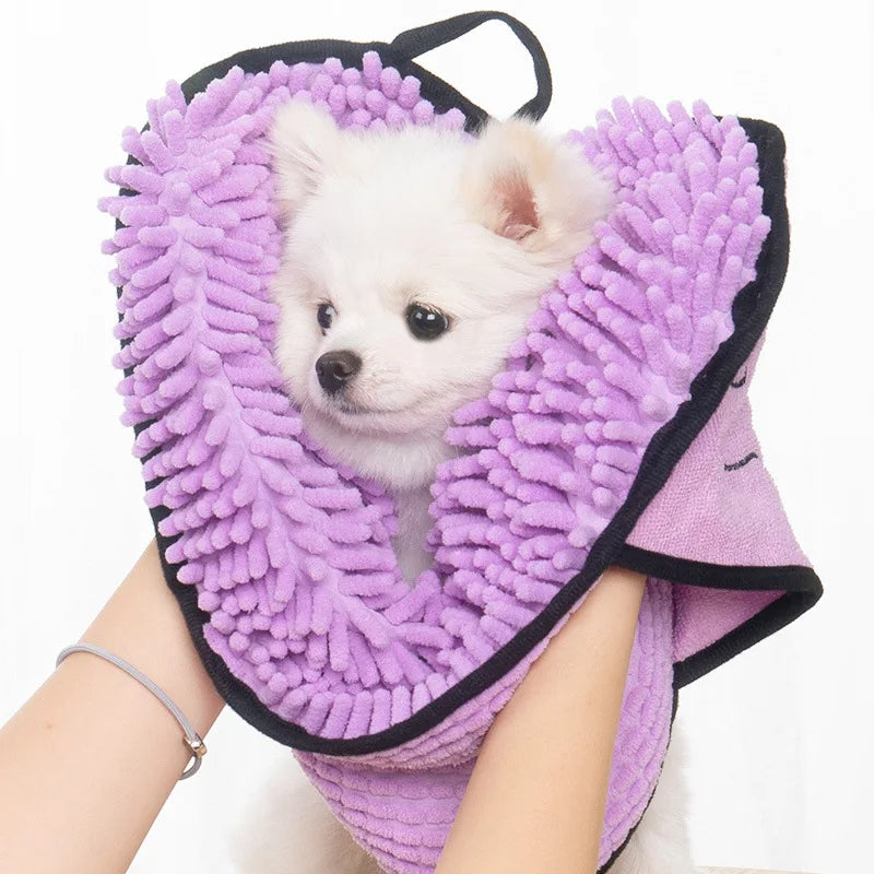 Microfiber Pet Bath Towel Quick Dry Absorbent With Hand Pockets