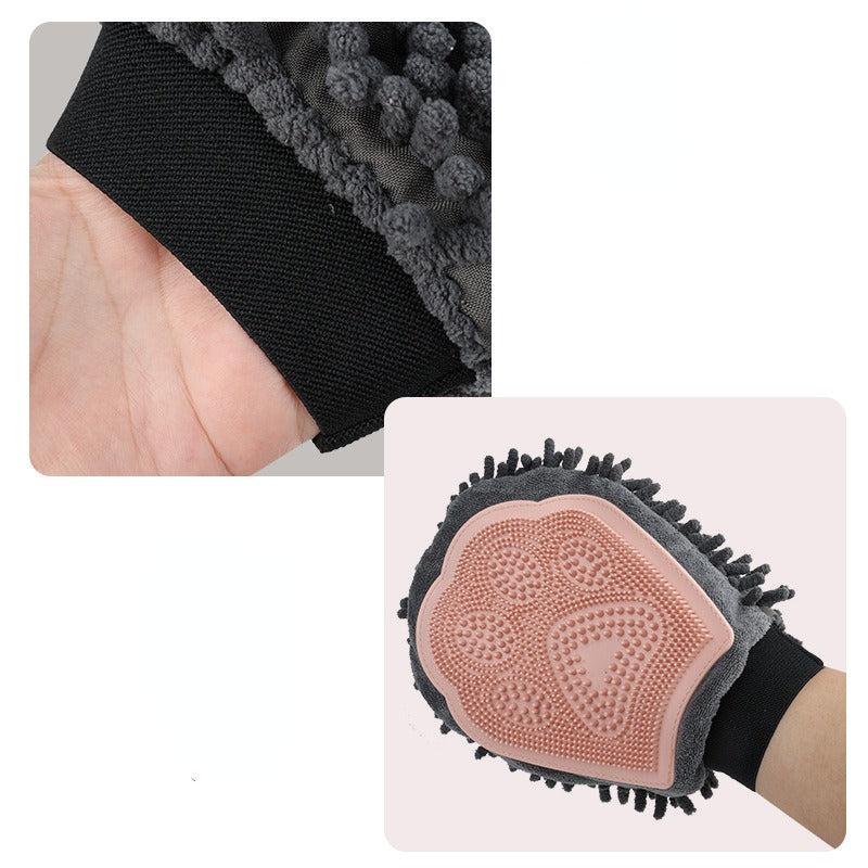 2-in-1 Pet Grooming Glove Bath Brush Massage Tool