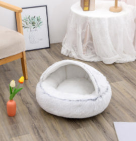 2-in-1 Round Plush Winter Pet Bed