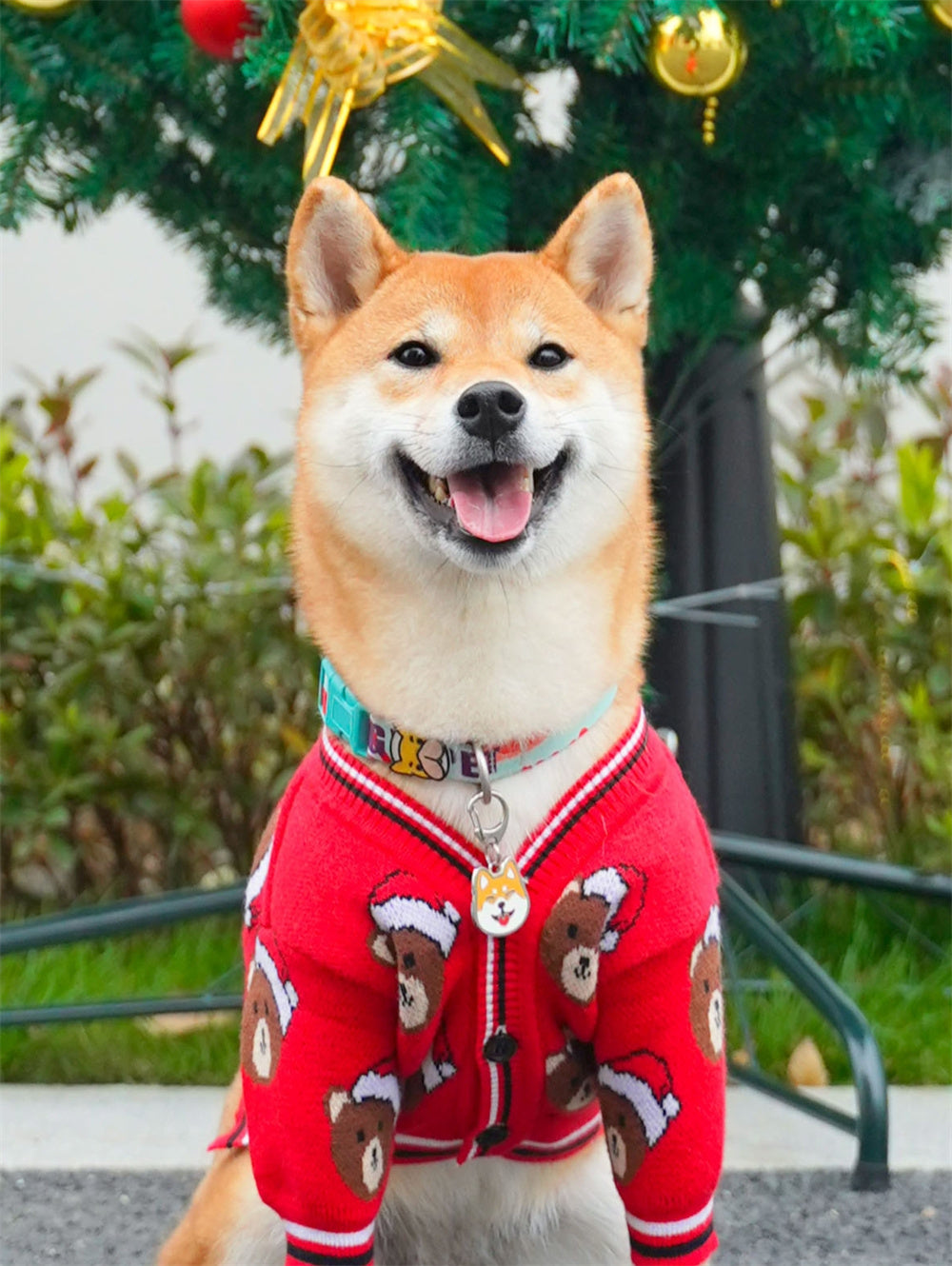 Festive Red New Year Pet Sweater Clothing