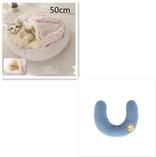 2-in-1 Round Plush Winter Pet Bed