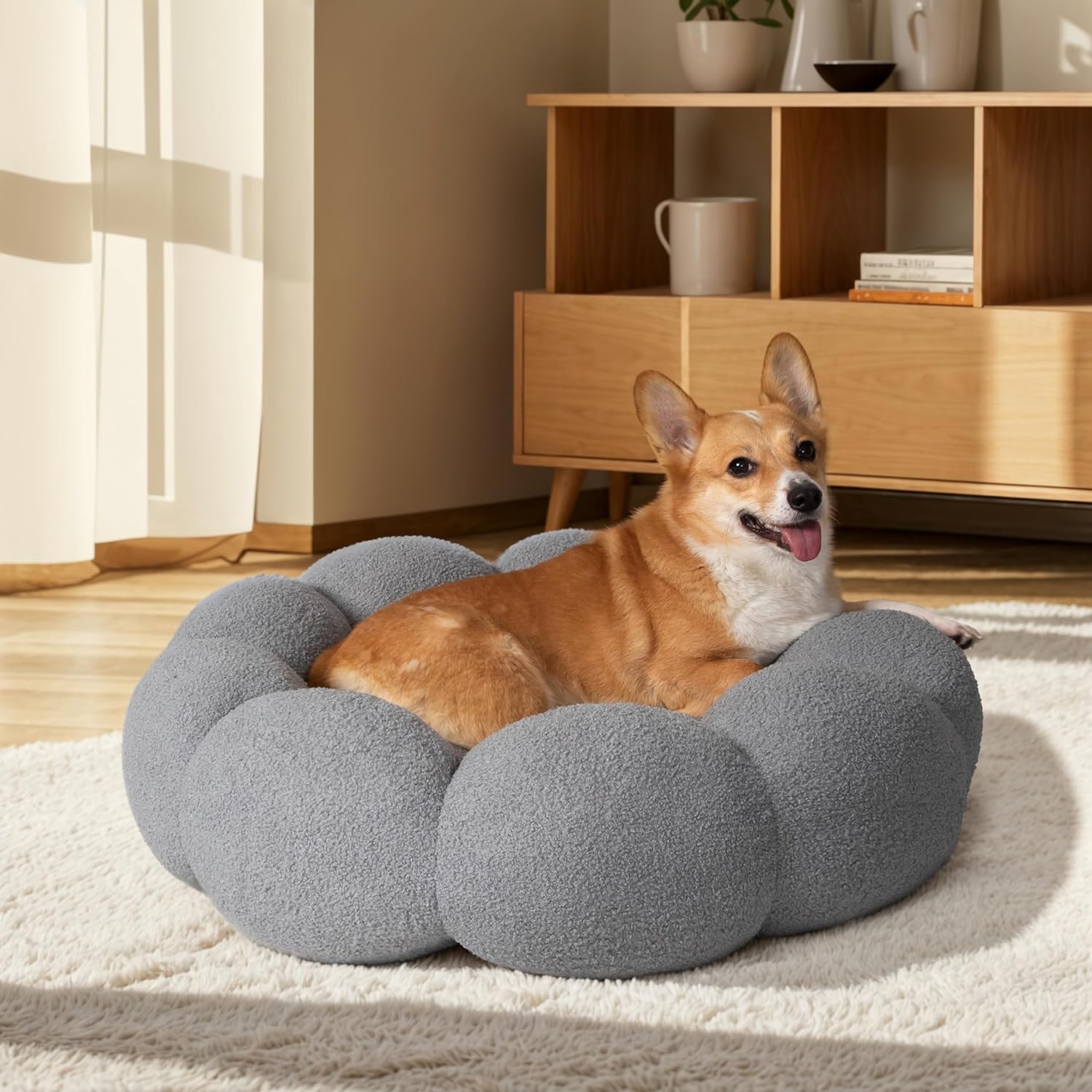 Calming Plush Round Donut Pet Bed Non-Slip