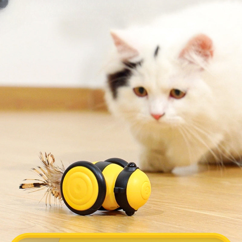 Electric Interactive Pet Toy With Random Moving Feather Teaser