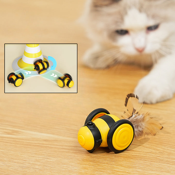 Electric Interactive Pet Toy With Random Moving Feather Teaser