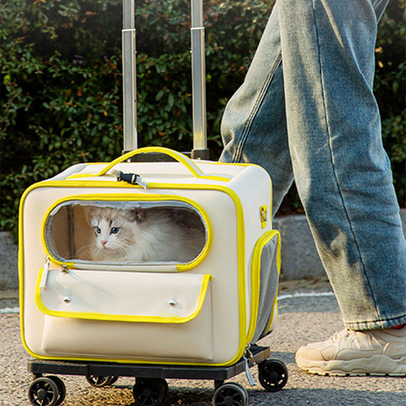 Portable Pet Trolley Backpack Stylish Anti Stress Travel Bag
