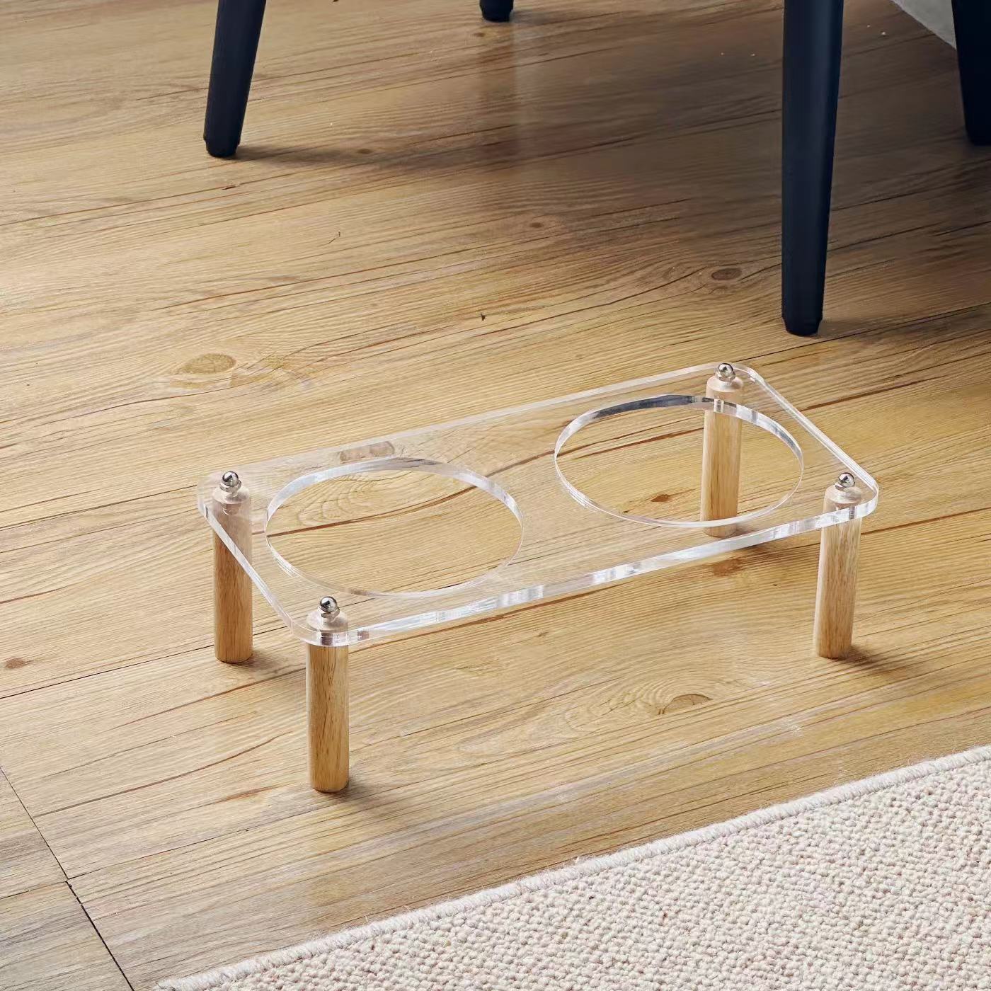Ceramic Double Pet Bowl With Anti-Tip Elevated Stand