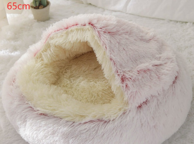 2-in-1 Round Plush Winter Pet Bed