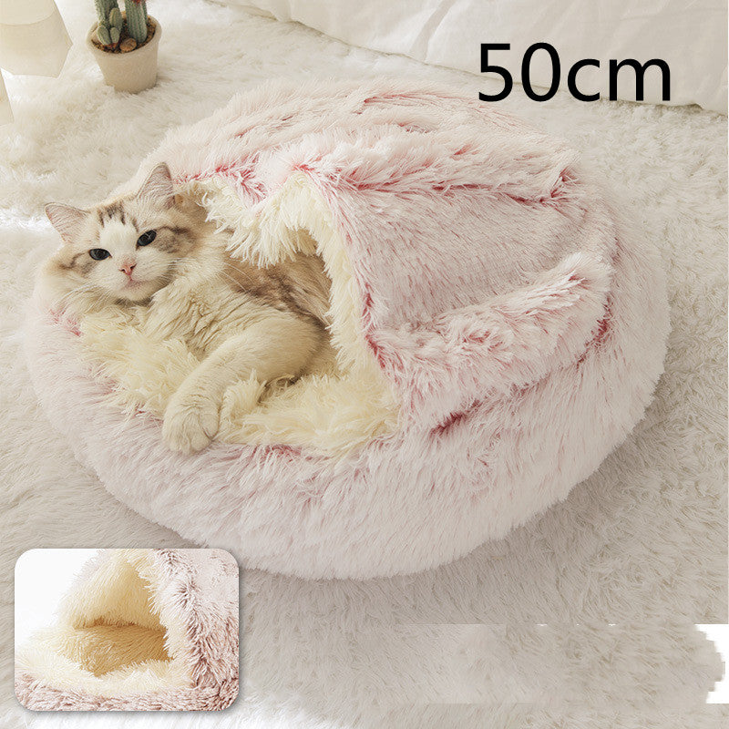 2-in-1 Round Plush Winter Pet Bed