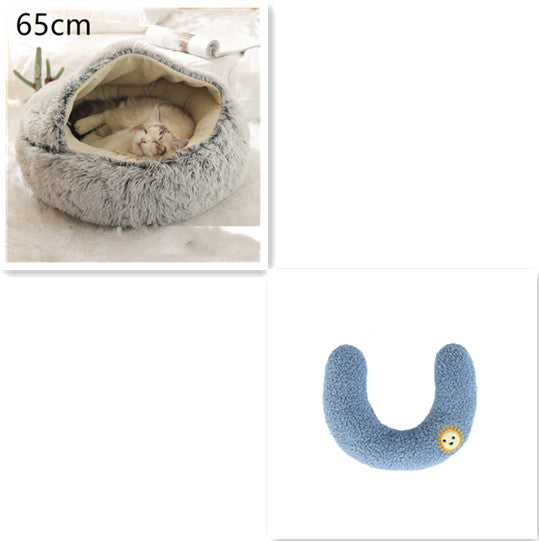 2-in-1 Round Plush Winter Pet Bed