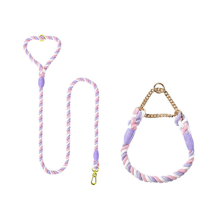 Woven Cotton Pet Leash And Collar Set