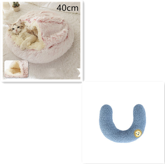 2-in-1 Round Plush Winter Pet Bed