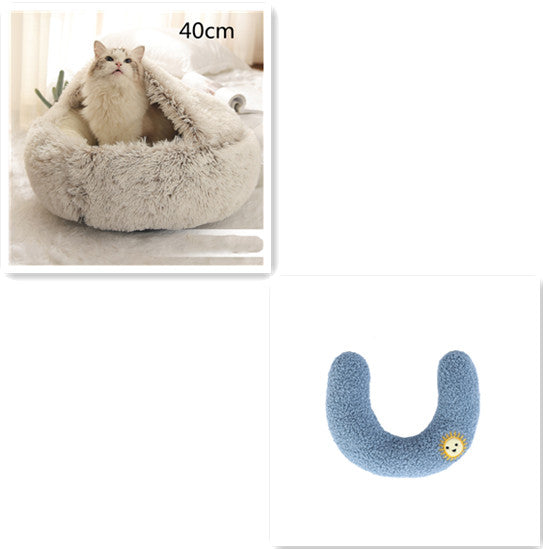 2-in-1 Round Plush Winter Pet Bed