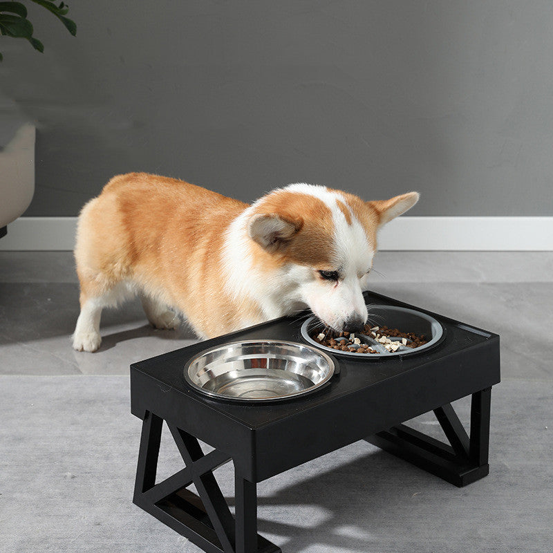 Adjustable Elevated Stainless Steel Slow Feed Pet Bowl