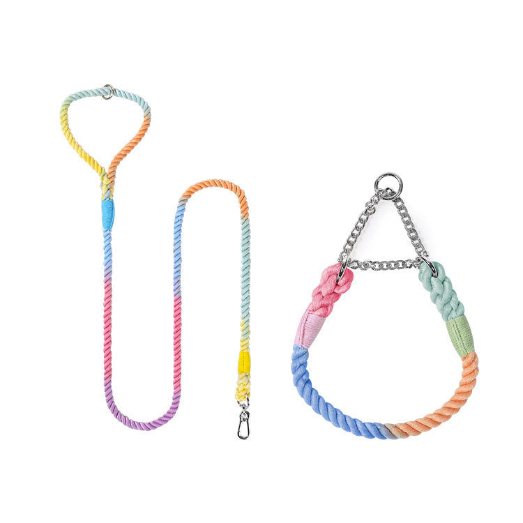 Woven Cotton Pet Leash And Collar Set