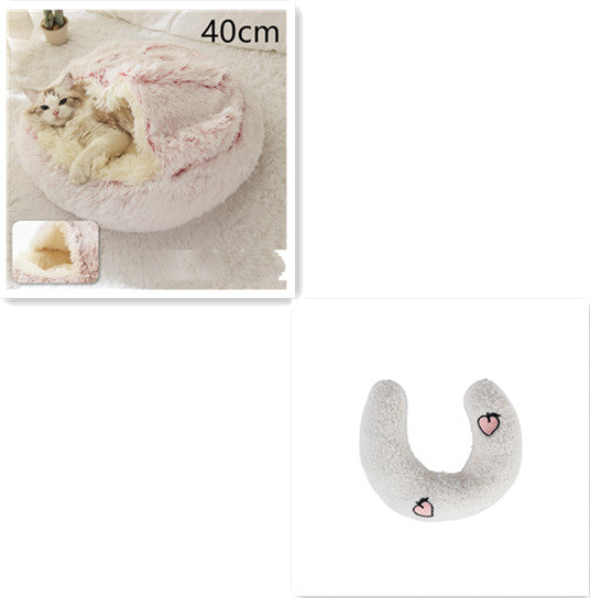 2-in-1 Round Plush Winter Pet Bed