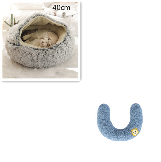 2-in-1 Round Plush Winter Pet Bed