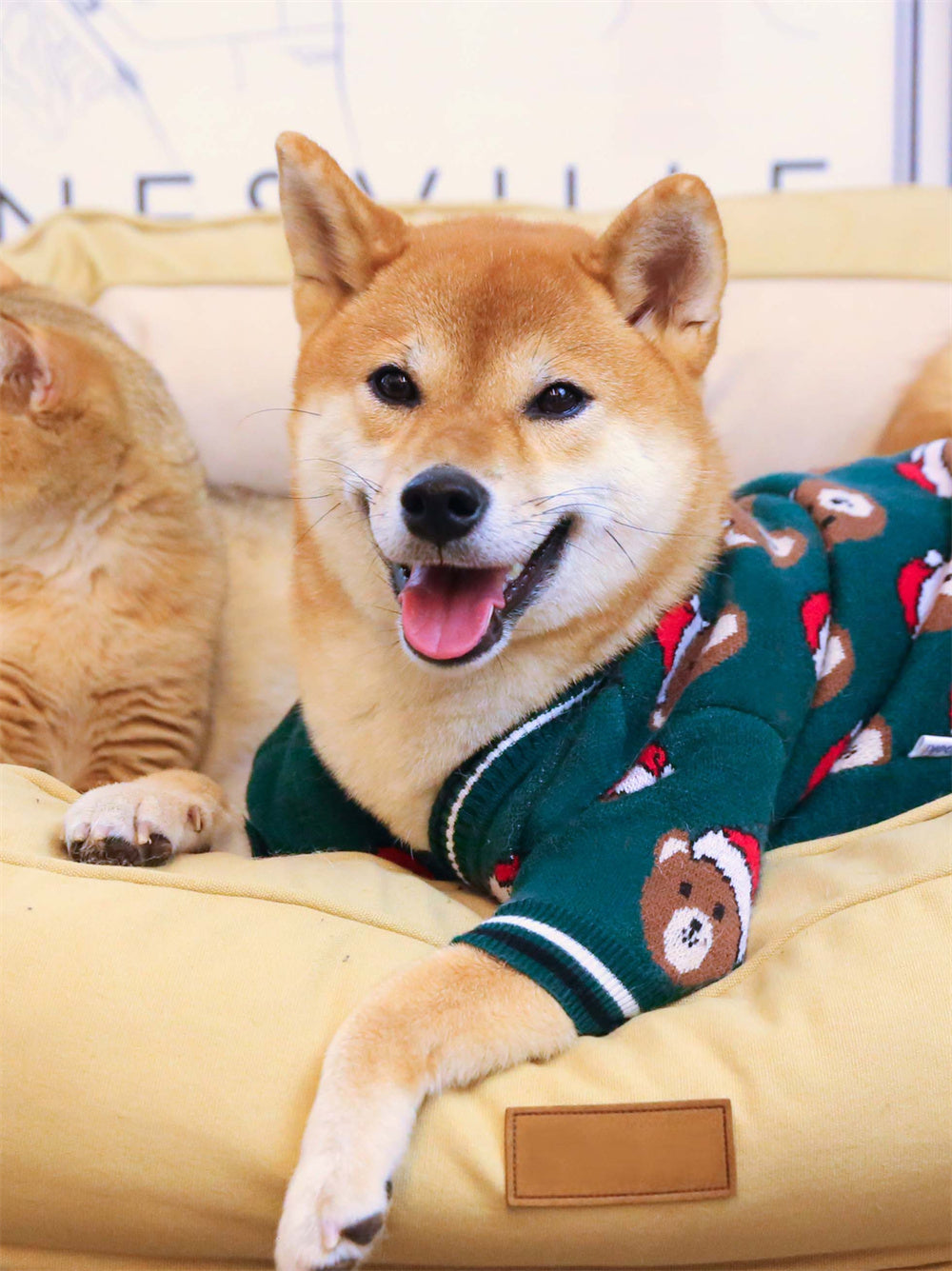 Festive Red New Year Pet Sweater Clothing