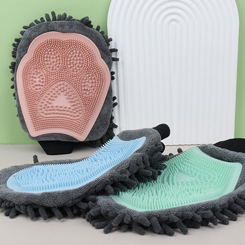 2-in-1 Pet Grooming Glove Bath Brush Massage Tool