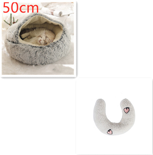 2-in-1 Round Plush Winter Pet Bed