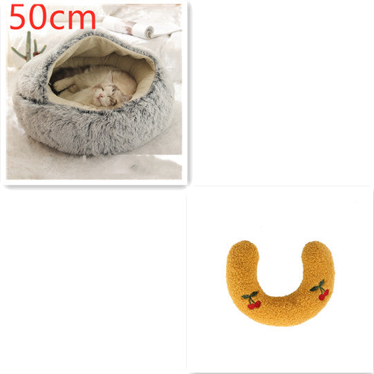2-in-1 Round Plush Winter Pet Bed