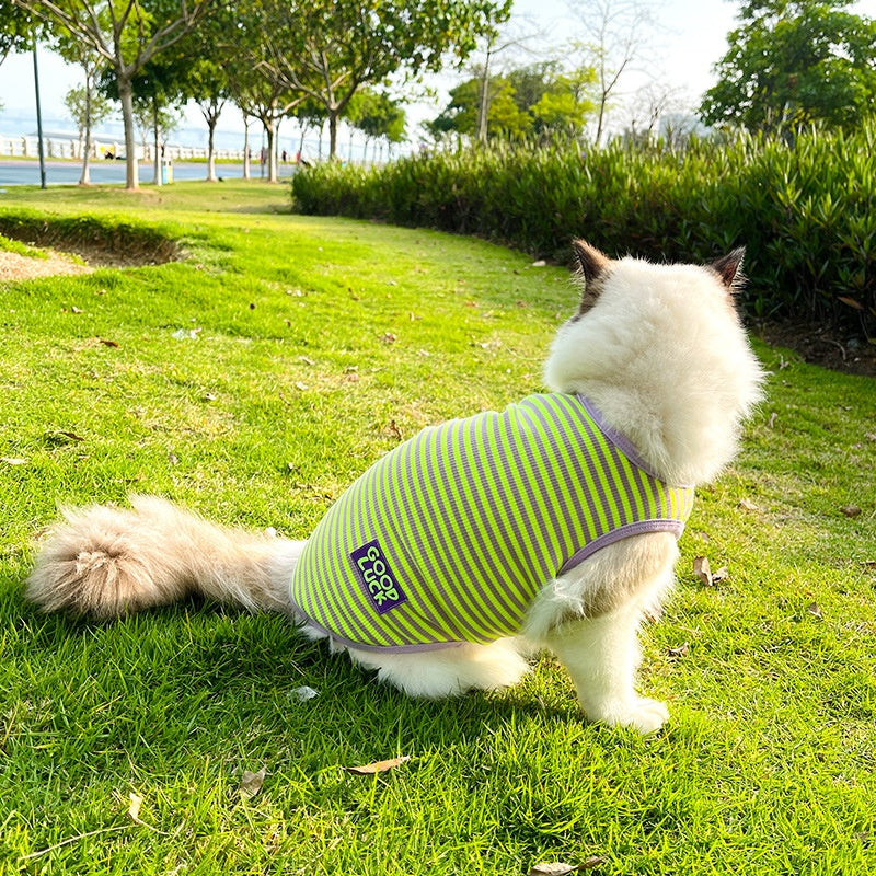 Cool Breathable Striped Pet Vest Clothing Lightweight Design