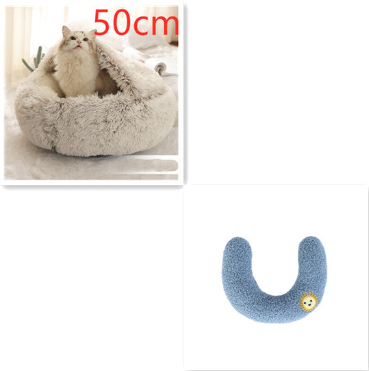 2-in-1 Round Plush Winter Pet Bed