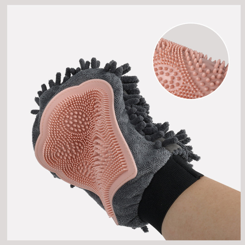 2-in-1 Pet Grooming Glove Bath Brush Massage Tool