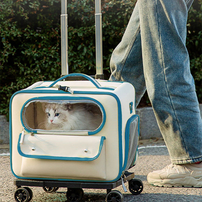 Portable Pet Trolley Backpack Stylish Anti Stress Travel Bag