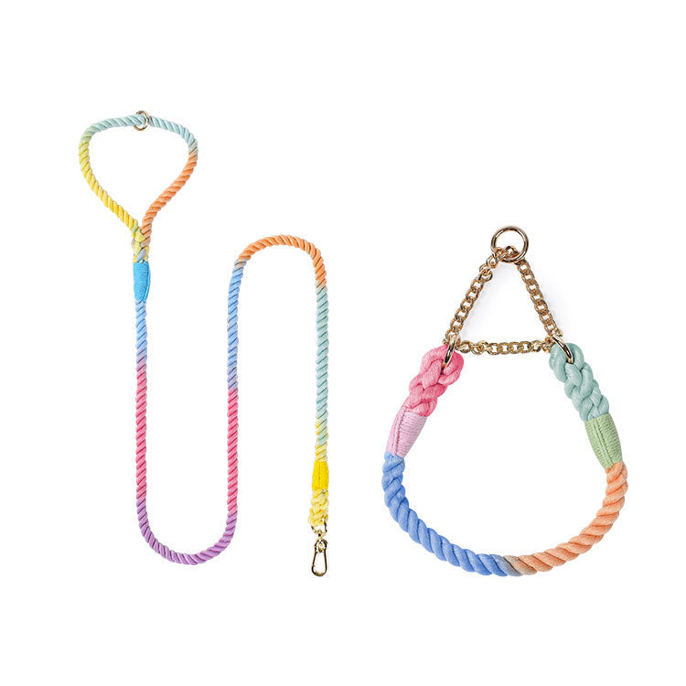 Woven Cotton Pet Leash And Collar Set
