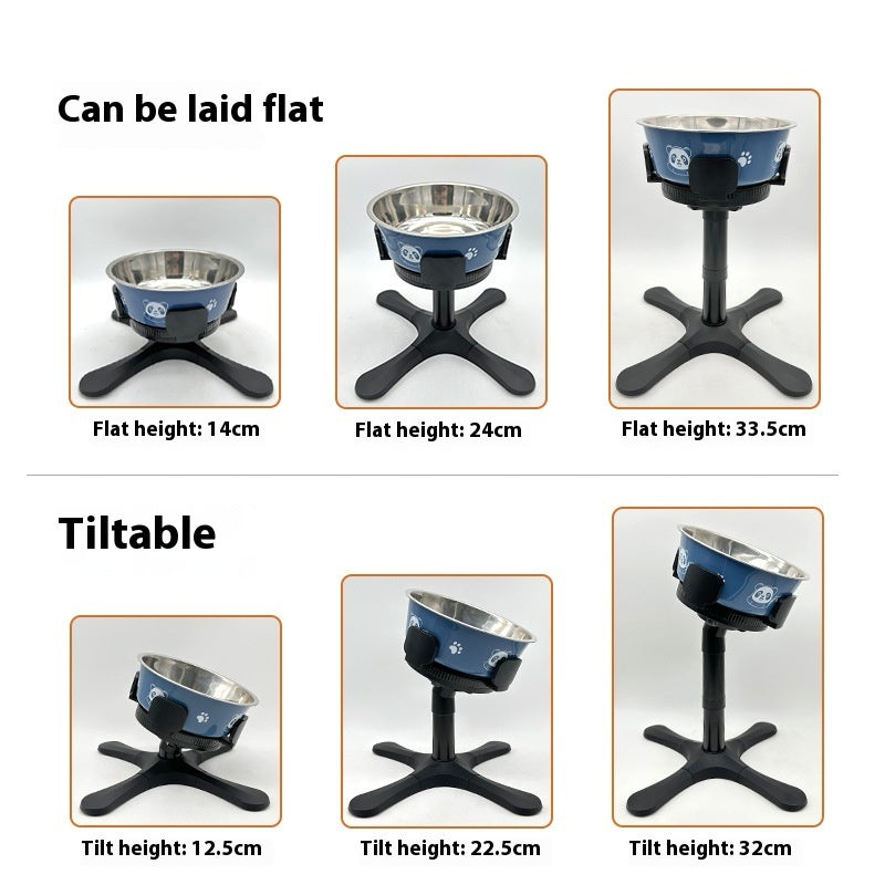Adjustable Elevated Anti-Tip Pet Bowl Stand
