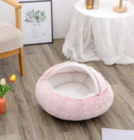 2-in-1 Round Plush Winter Pet Bed