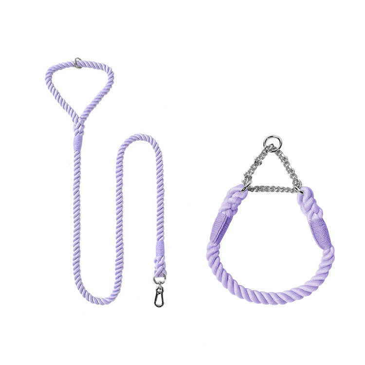 Woven Cotton Pet Leash And Collar Set