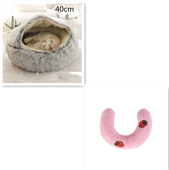 2-in-1 Round Plush Winter Pet Bed