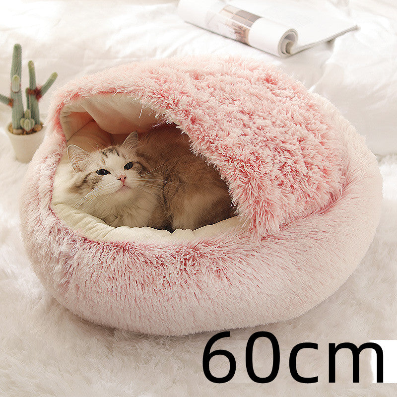 2-in-1 Round Plush Winter Pet Bed