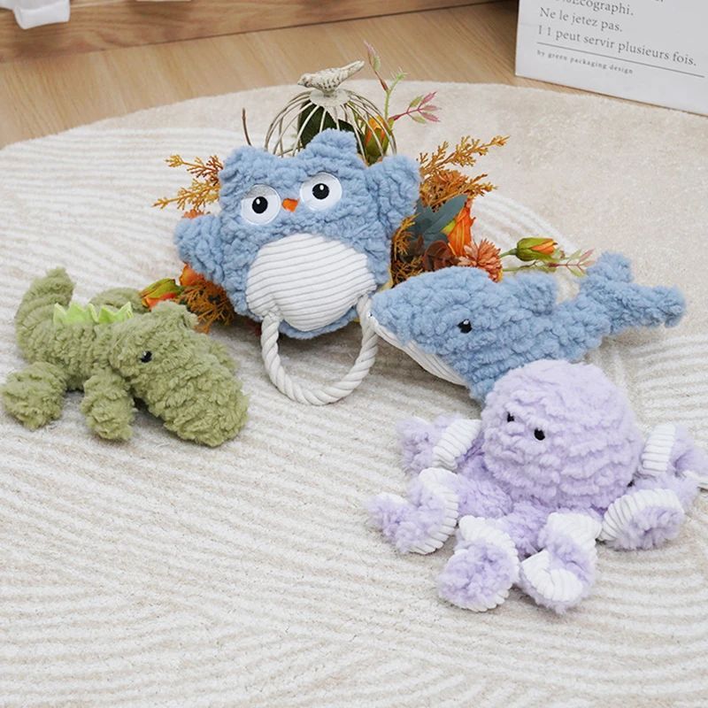 Plush Animal Shape Squeaky Pet Toy For Training