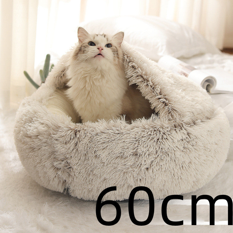 2-in-1 Round Plush Winter Pet Bed