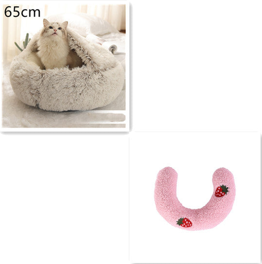 2-in-1 Round Plush Winter Pet Bed