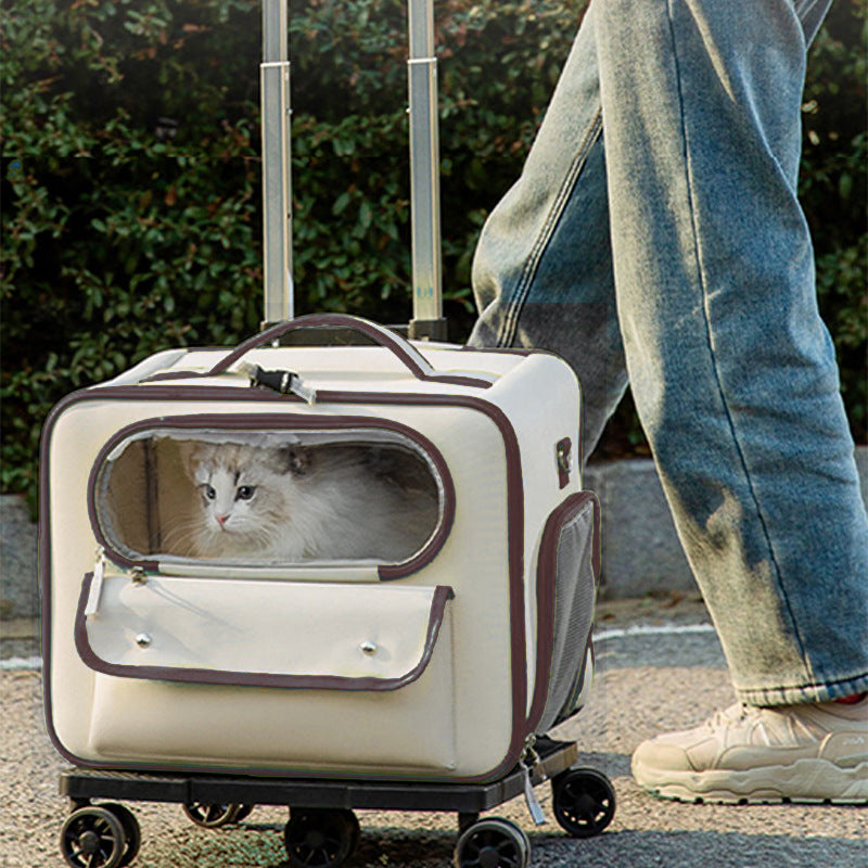 Portable Pet Trolley Backpack Stylish Anti Stress Travel Bag
