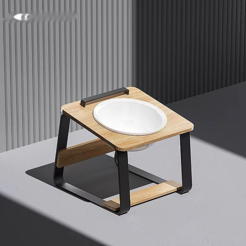 Ceramic Double Pet Feeding Bowl With Elevated Neck Support