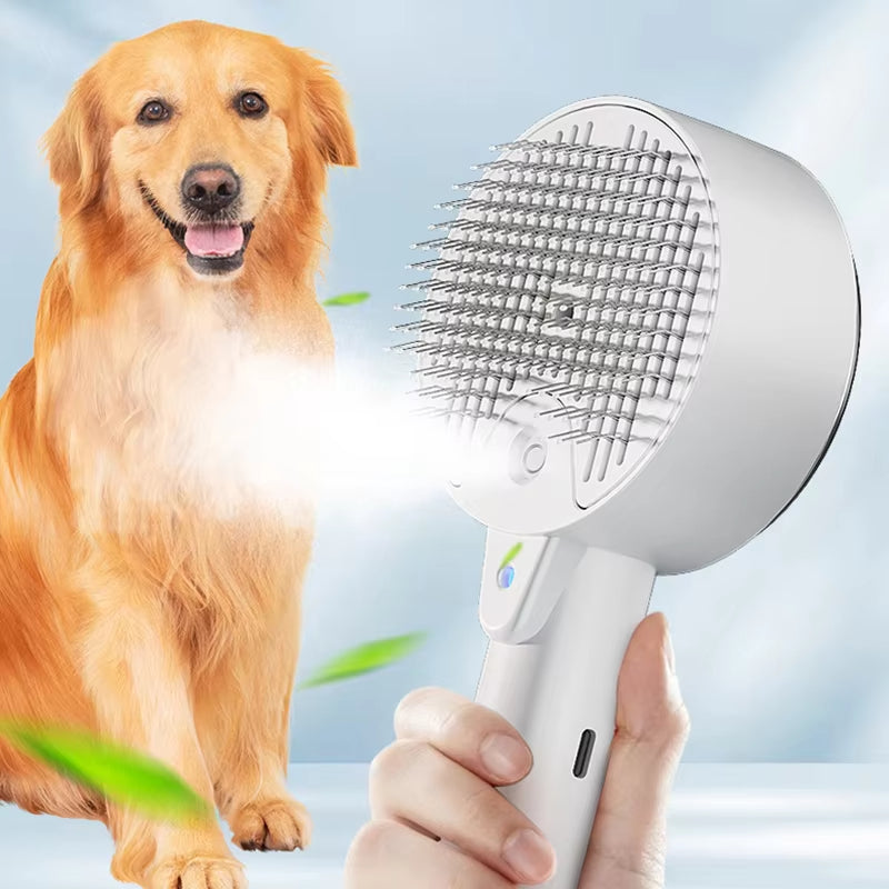 3-in-1 Electric Pet Steam Brush Grooming Massage Tool