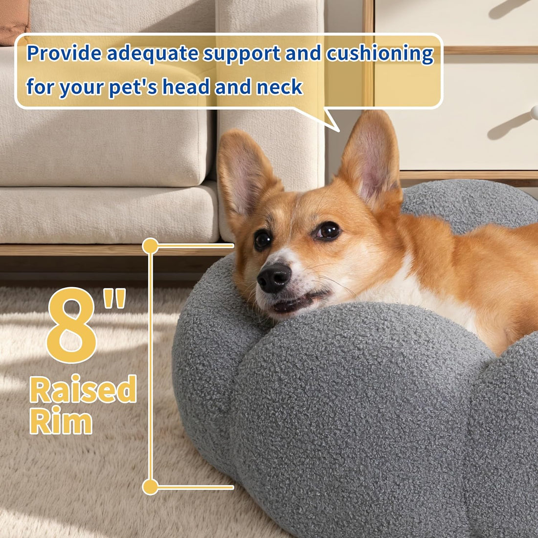 Calming Plush Round Donut Pet Bed Non-Slip