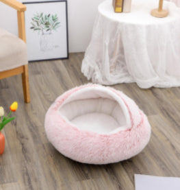 2-in-1 Round Plush Winter Pet Bed