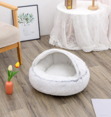 2-in-1 Round Plush Winter Pet Bed