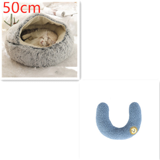 2-in-1 Round Plush Winter Pet Bed