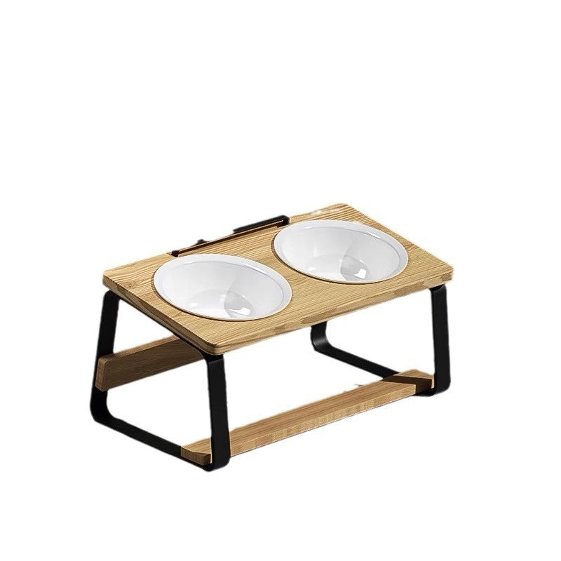 Ceramic Double Pet Feeding Bowl With Elevated Neck Support