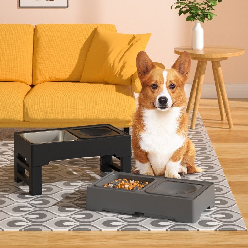 Adjustable Elevated Double Stainless Steel Pet Bowl Stand