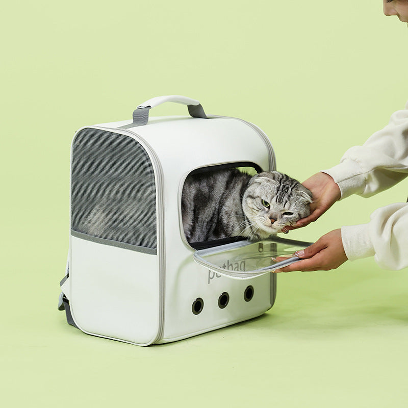 Large Capacity Portable Pet Backpack With Transparent Window
