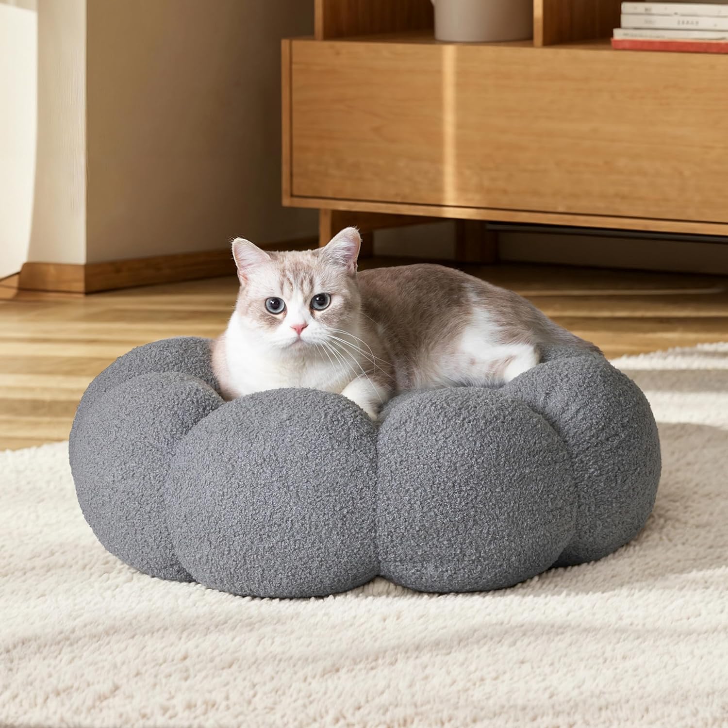 Calming Plush Round Donut Pet Bed Non-Slip