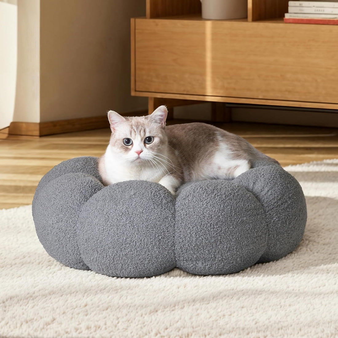 Calming Plush Round Donut Pet Bed Non-Slip